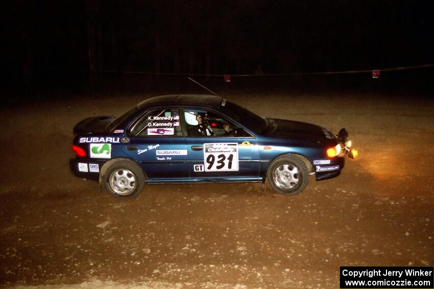 Don Kennedy / Keith Kennedy Subaru Impreza at the first hairpin on SS8, Rim Stock.