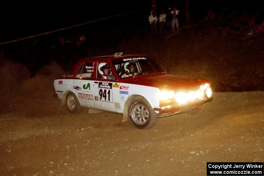 Dan Cook / Bill Rhodes Datsun 510 at the first hairpin on SS8, Rim Stock.