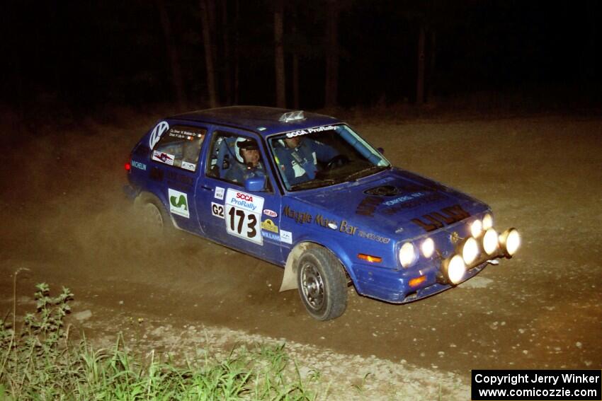 Patrick Lilly / Mark McAllister VW GTI at the first hairpin on SS8, Rim Stock.