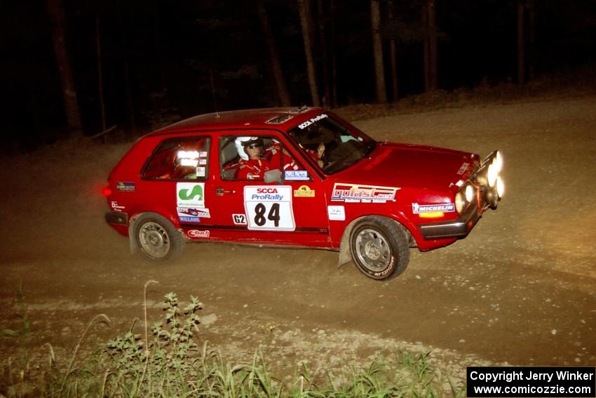 J.B. Niday / Al Kintigh VW GTI at the first hairpin on SS8, Rim Stock.