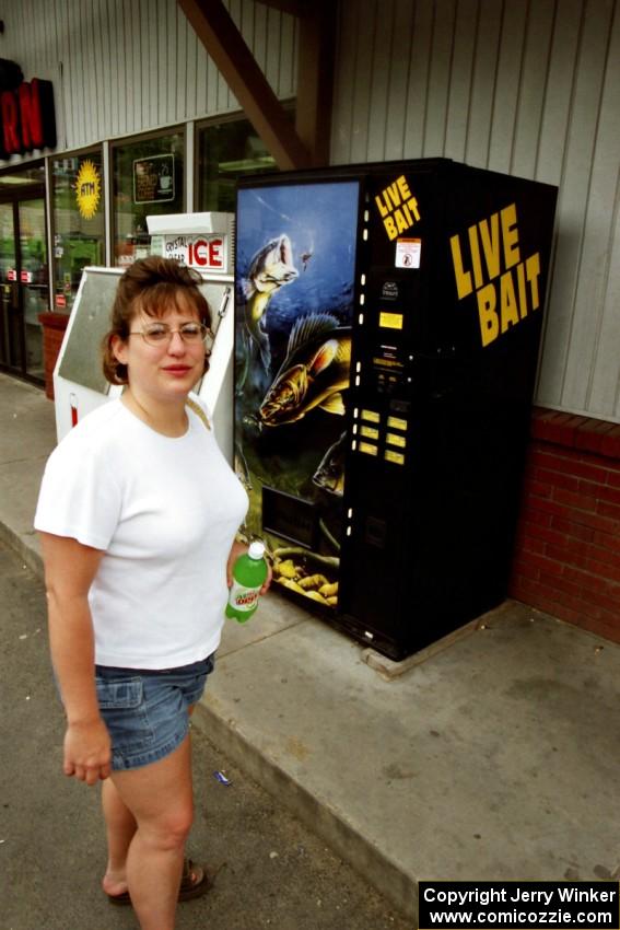 At a live bait vending machine in Warren, PA