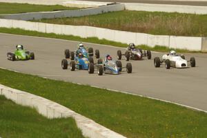 The small formula car field consisted of just six cars seen here taking the green flag.