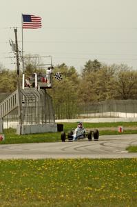 Tony Foster's Swift DB-1 Formula Ford takes the checkered.