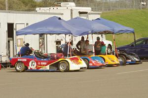 Lindell Motorsports' Spec Racer Fords lined up in the paddock