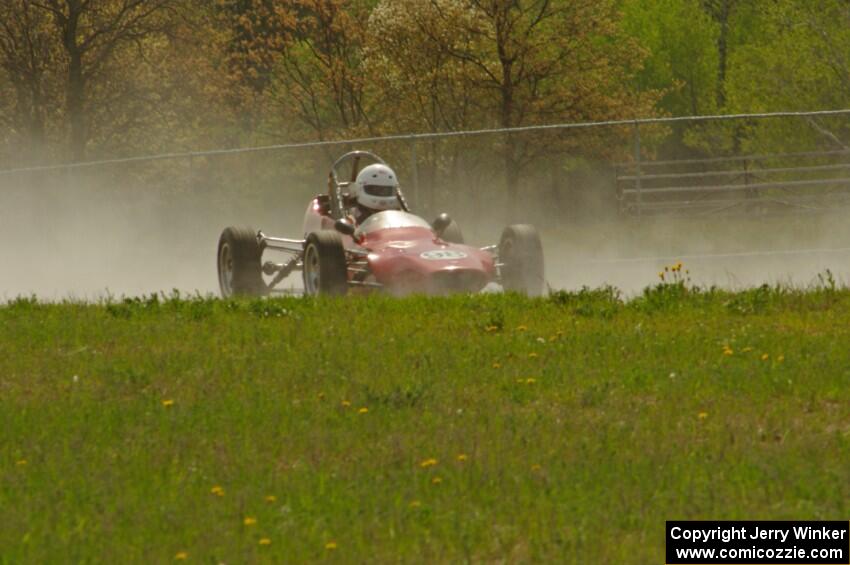 Jeff Ingebrigtson's Caldwell D9 Formula Ford gets into the oil dry at turn 4.