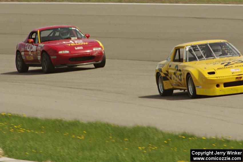 Jeff Nordrum's E Production Mazda RX-7 and Greg Youngdahl's ITA Mazda Miata