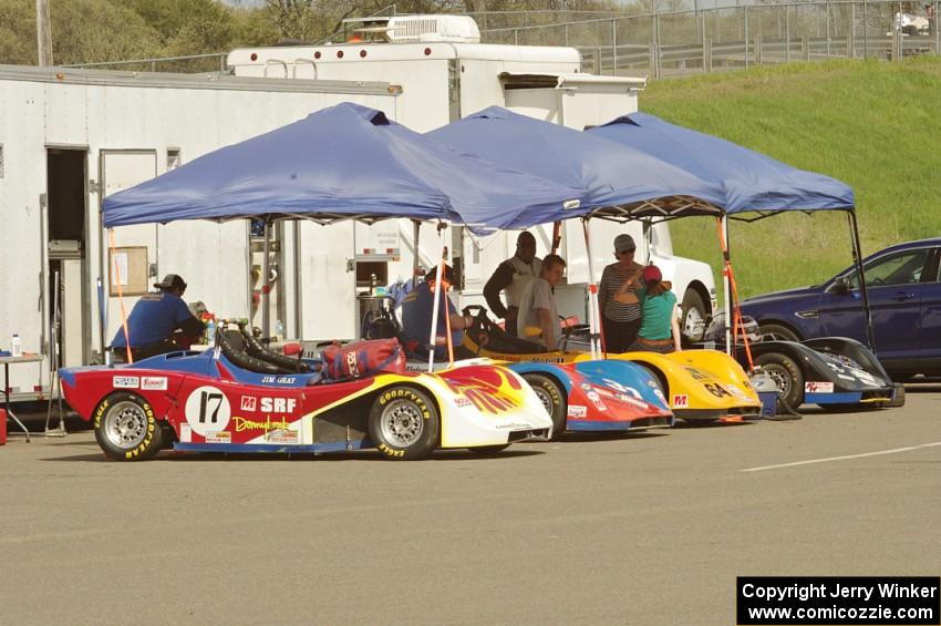 Lindell Motorsports' Spec Racer Fords lined up in the paddock