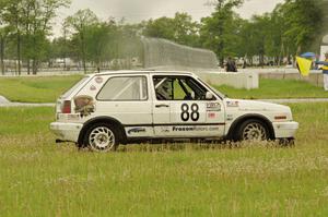 JAB Motorsport VW GTI stops to get back on the track.