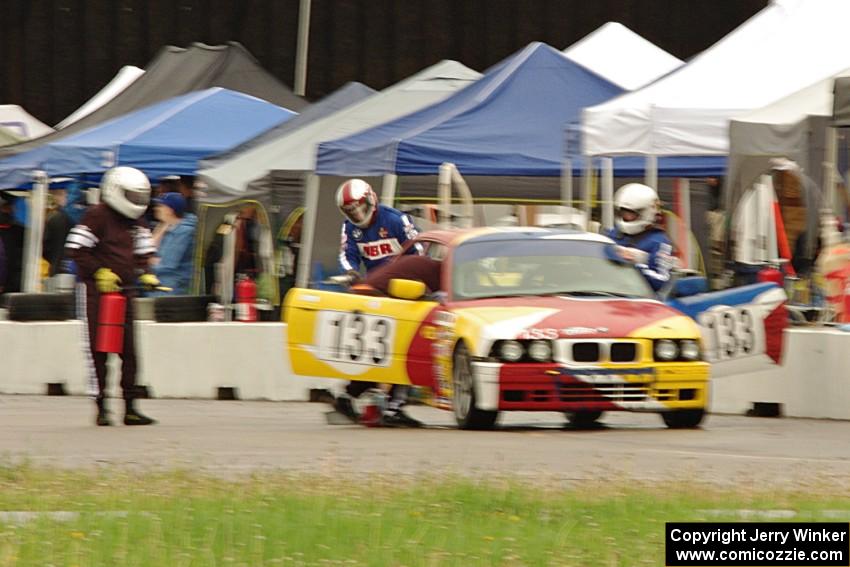 Tubby Butterman Racing 1 BMW 325 comes in for a stop