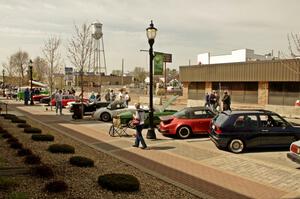 Various German and British cars on Main Street of Osseo