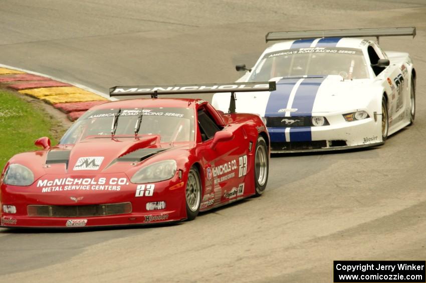 Amy Ruman's Chevy Corvette and Cliff Ebben's Ford Mustang