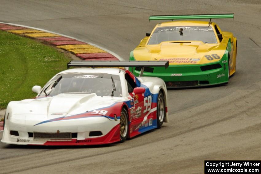 Simon Gregg's Chevy Corvette and John Baucom's Ford Mustang