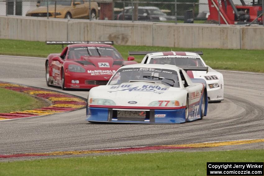 Tim Rubright's Ford Mustang, Denny Lamers' Ford Mustang and Amy Ruman's Chevy Corvette