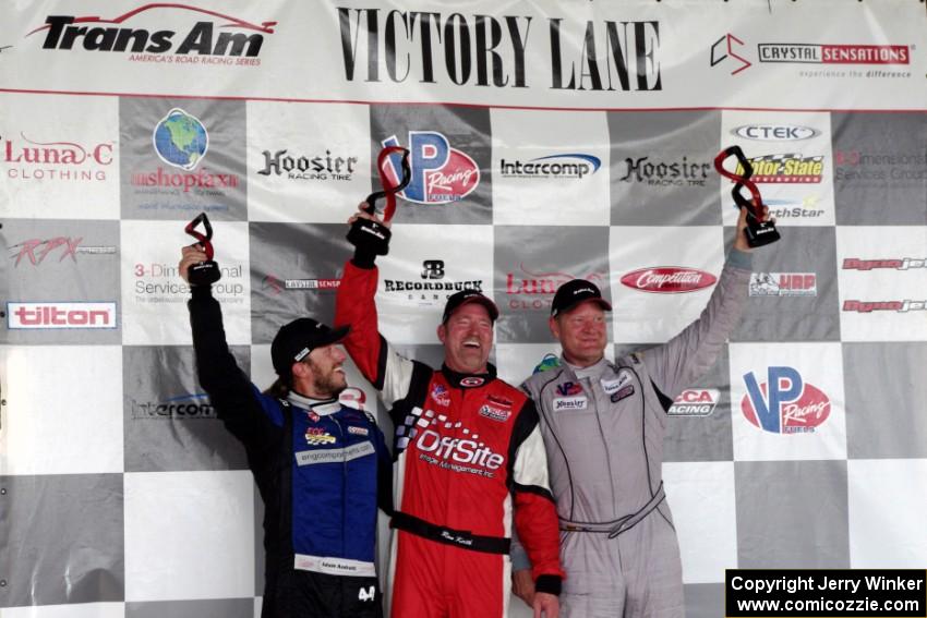 TA2 podium: L) Adam Andretti - 3rd; Ron Keith - 1st; and Tommy Kendall - 2nd