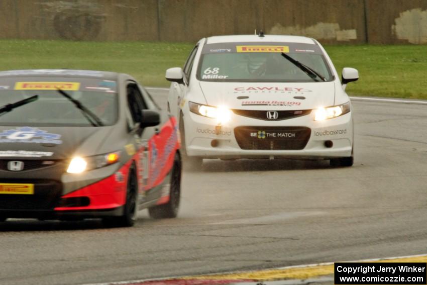 Jon Miller's Honda Civic Si chases Michael DiMeo's Honda Civic Si