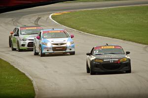 Jason Cherry's Mazda MX-5,Shea Holbrook's Honda Civic Si, Jason Wolfe's Kia Forte Koup and Ernie Francis, Jr.'s Mazda MX-5