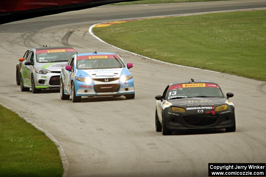 Jason Cherry's Mazda MX-5,Shea Holbrook's Honda Civic Si, Jason Wolfe's Kia Forte Koup and Ernie Francis, Jr.'s Mazda MX-5