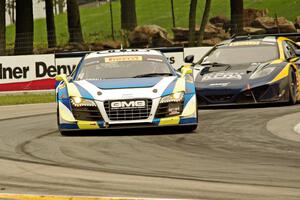 James Sofronas' Audi R8 Ultra and Alex Figge's McLaren 12C GT3