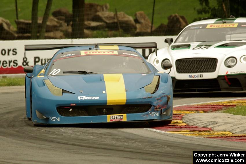 Henrik Hedman's Ferrari 458 Italia GT3 and Butch Leitzinger's Bentley Continental GT3