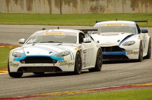 Drew Regitz's and Nick Esayian's Aston Martin Vantage GT4s