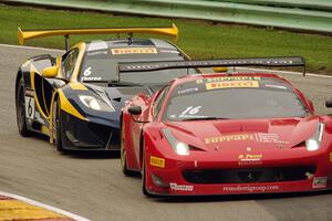 Nick Mancuso's Ferrari 458 Italia GT3 and Robert Thorne's McLaren 12C GT3