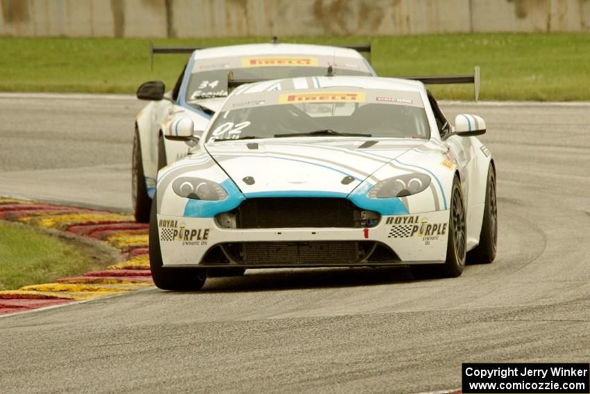 Drew Regitz's and Nick Esayian's Aston Martin Vantage GT4s