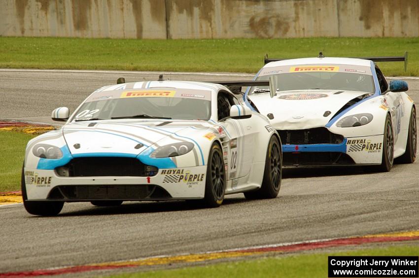 Drew Regitz's and Nick Esayian's Aston Martin Vantage GT4s