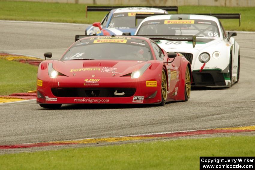 Nick Mancuso's Ferrari 458 Italia GT3, Butch Leitzinger's Bentley Continental GT3 and Andrew Palmer's Audi R8 Ultra