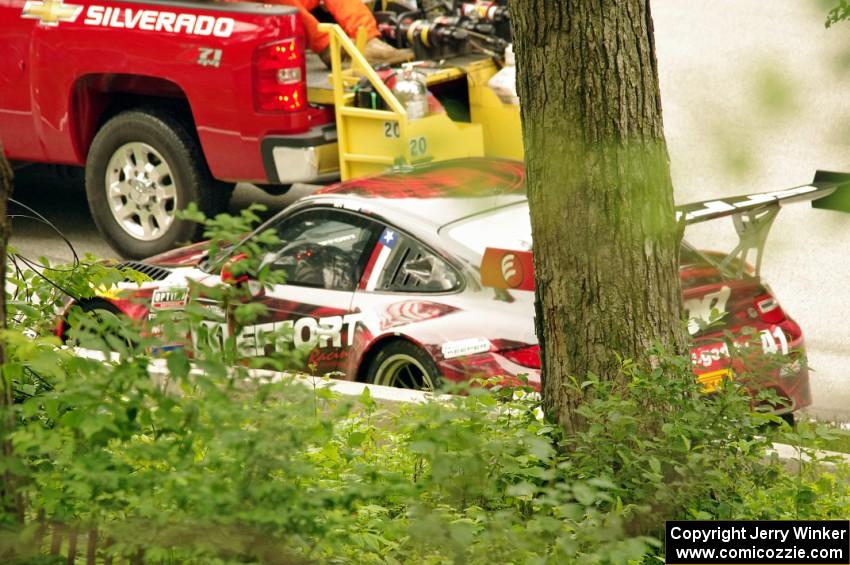 Michael Mills' Porsche GT3R comes to a stop at turn 12.