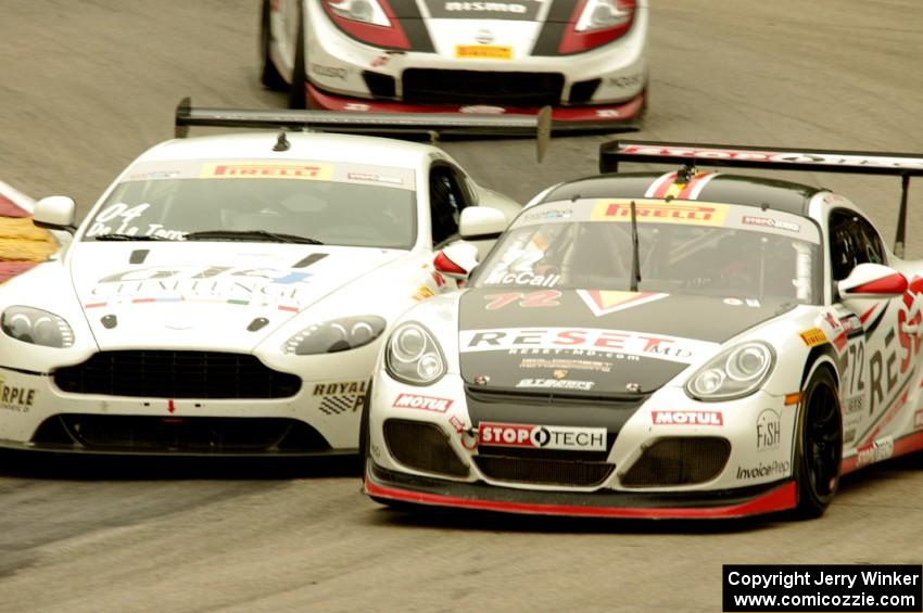 Buz McCall's Porsche Cayman S, Jorge De La Torre's Aston Martin Vantage GT4 and Brian Kleeman's Nissan 370Z