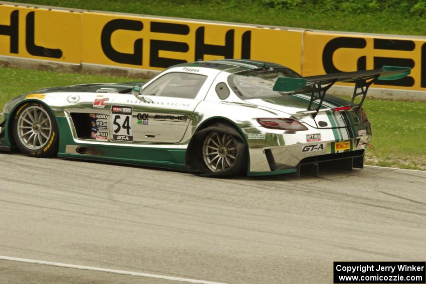 Tim Pappas' Mercedes-AMG SLS GT3 limps back to the pits after getting a flat.