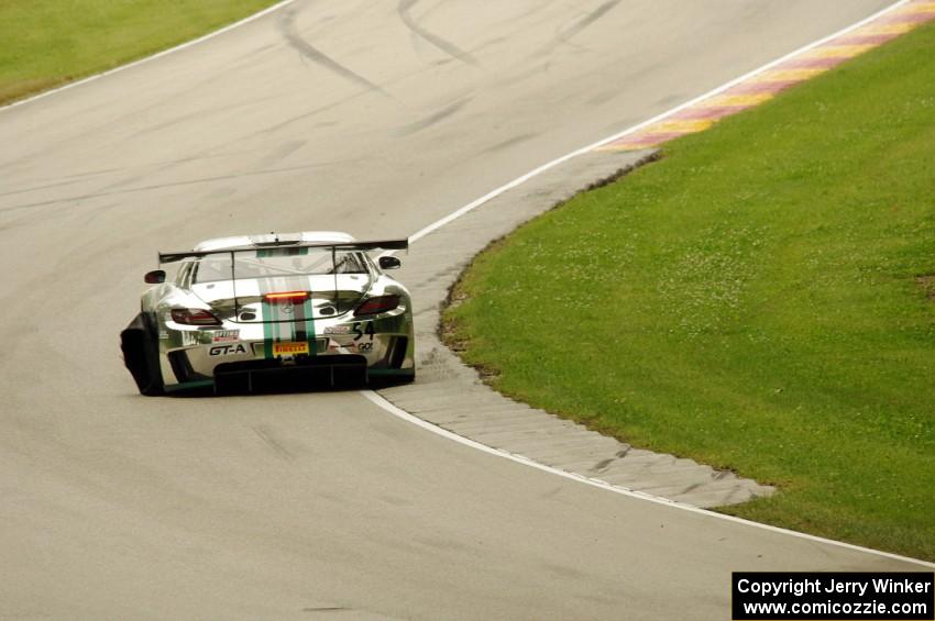 Tim Pappas' Mercedes-AMG SLS GT3 limps back to the pits after getting a flat.