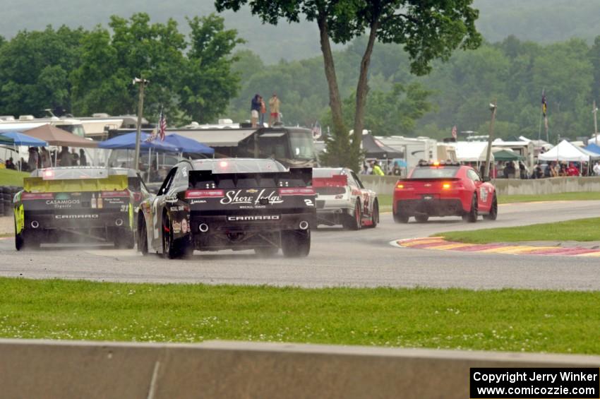 Alex Tagliani's Dodge Challenger, Justin Marks' Chevy Camaro and Brian Scott's Chevy Camaro