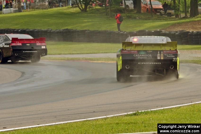 Justin Marks' Chevy Camaro chases Andy Lally's Chevy Camaro