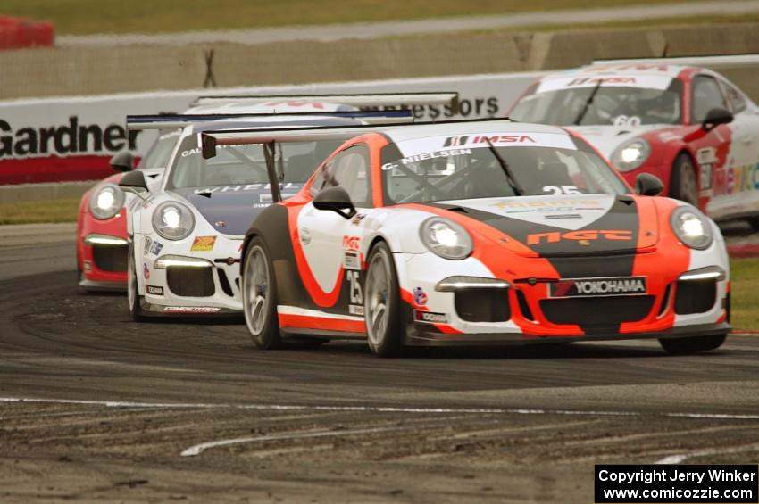 Christina Nielsen's and David Calvert-Jones' Porsche GT3 Cup cars