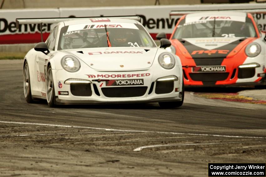 Jesse Lazare's and Christina Nielsen's Porsche GT3 Cup cars