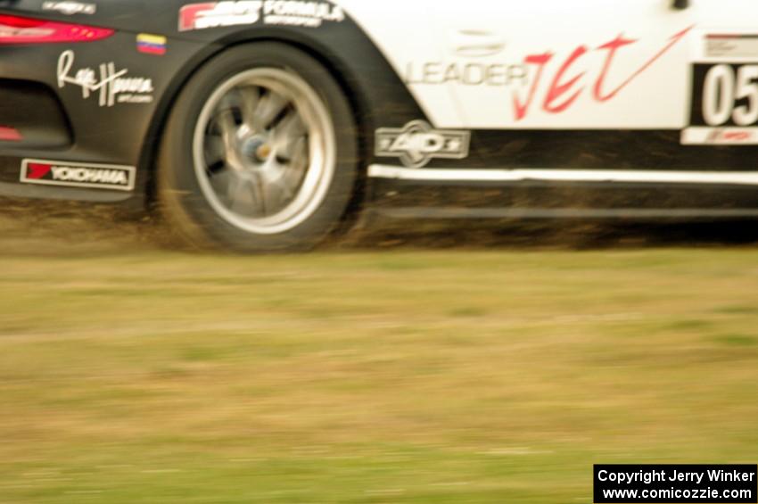 Angel Benitez, Jr.'s Porsche GT3 Cup drops wheels off at turn 8.