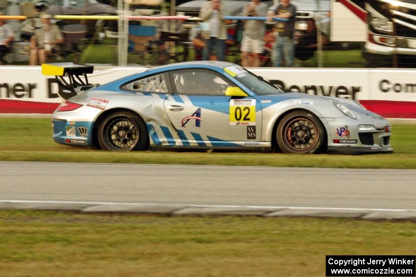 Fred Poordad's Porsche GT3 Cup pulls off the track at turn 8.