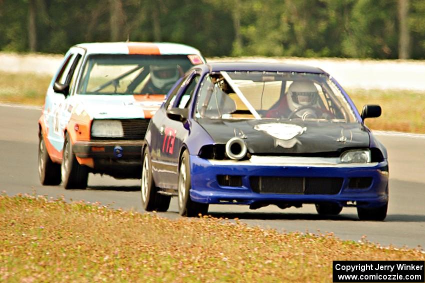 Team Misfire Honda Civic and Team Kaput VW Golf