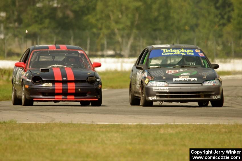 Mayhem Racing Honda Civic passing Maximum Ottodrive Plymouth Neon