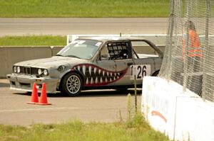 Brainerd Bombers Racing BMW 328 awaits re-entry to the track
