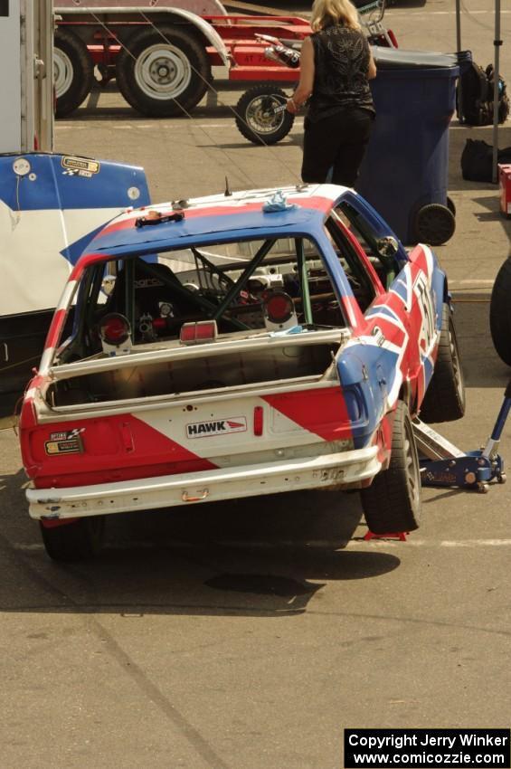 British American Racing BMW 325is in the paddock at mid-race