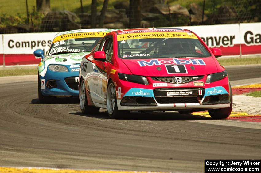 Juan Carlos Leroux / Jorge Leroux Honda Civic and Randy Pobst / Andrew Carbonell Mazda MX-5