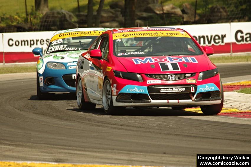 Juan Carlos Leroux / Jorge Leroux Honda Civic and Randy Pobst / Andrew Carbonell Mazda MX-5