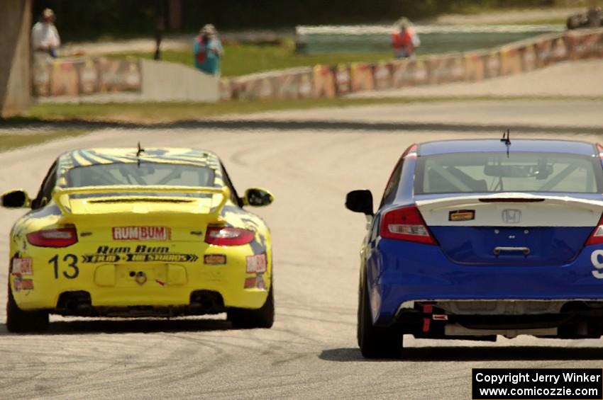 Matt Plumb / Nick Longhi Porsche 997 passes Sarah Cattaneo / Owen Trinkler Honda Civic