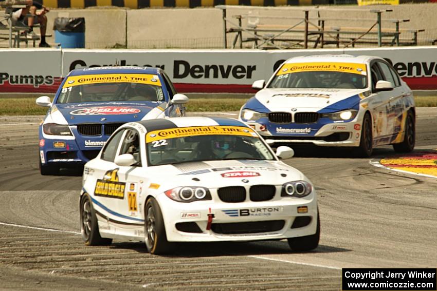Terry Borcheller / Mike LaMarra BMW 128i, Greg Liefooghe / Tyler Cooke BMW 328i and James Clay / Jason Briedis BMW 328is