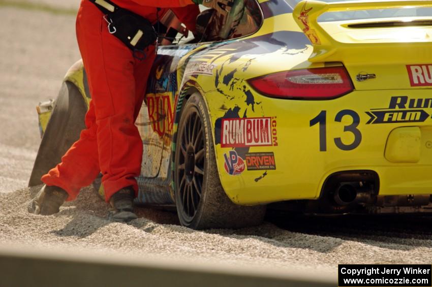 Matt Plumb / Nick Longhi Porsche 997 at the carousel after breaking the suspension.