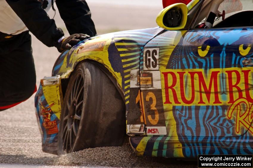 Matt Plumb / Nick Longhi Porsche 997 at the carousel after breaking the suspension.