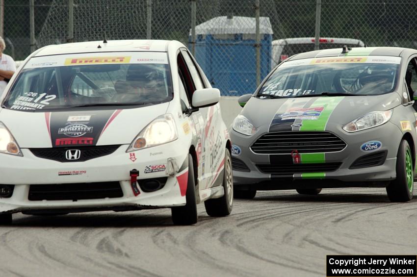 Johan Schwartz's Honda Fit and Nate Stacy's Ford Fiesta