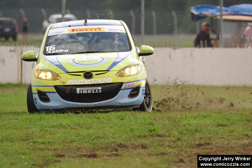 Michael Ashby's Mazda 2 goes off at turn 12